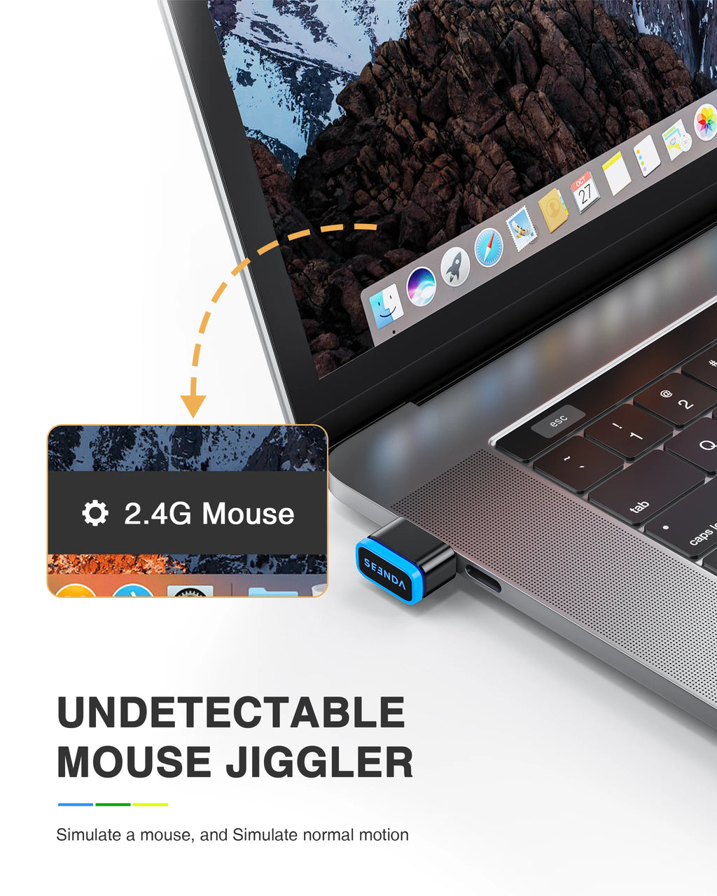 Seenda DK16 Mouse Jiggler Indetectable Mouse Mover Shaker Simular Ratones Sin Controlador Mantiene Computadora PC Portátil Acordado