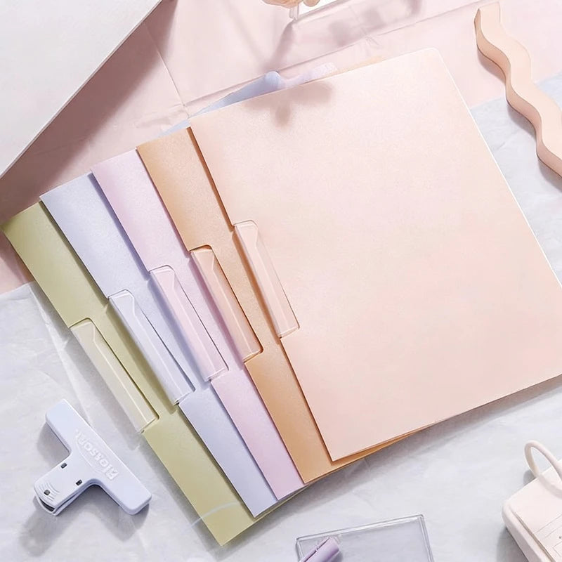 Carpeta de color degradado con hebilla de apertura lateral giratoria para almacenamiento de documentos, organizador para estudiantes de oficina y escuela, 5 uds.