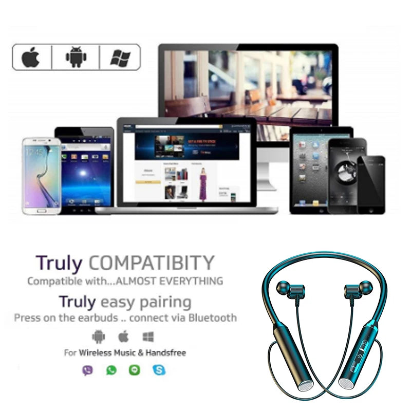 Auriculares inalámbricos con Bluetooth, cascos con banda para el cuello, auriculares deportivos estéreo para videojuegos, auriculares magnéticos impermeables con pantalla LED