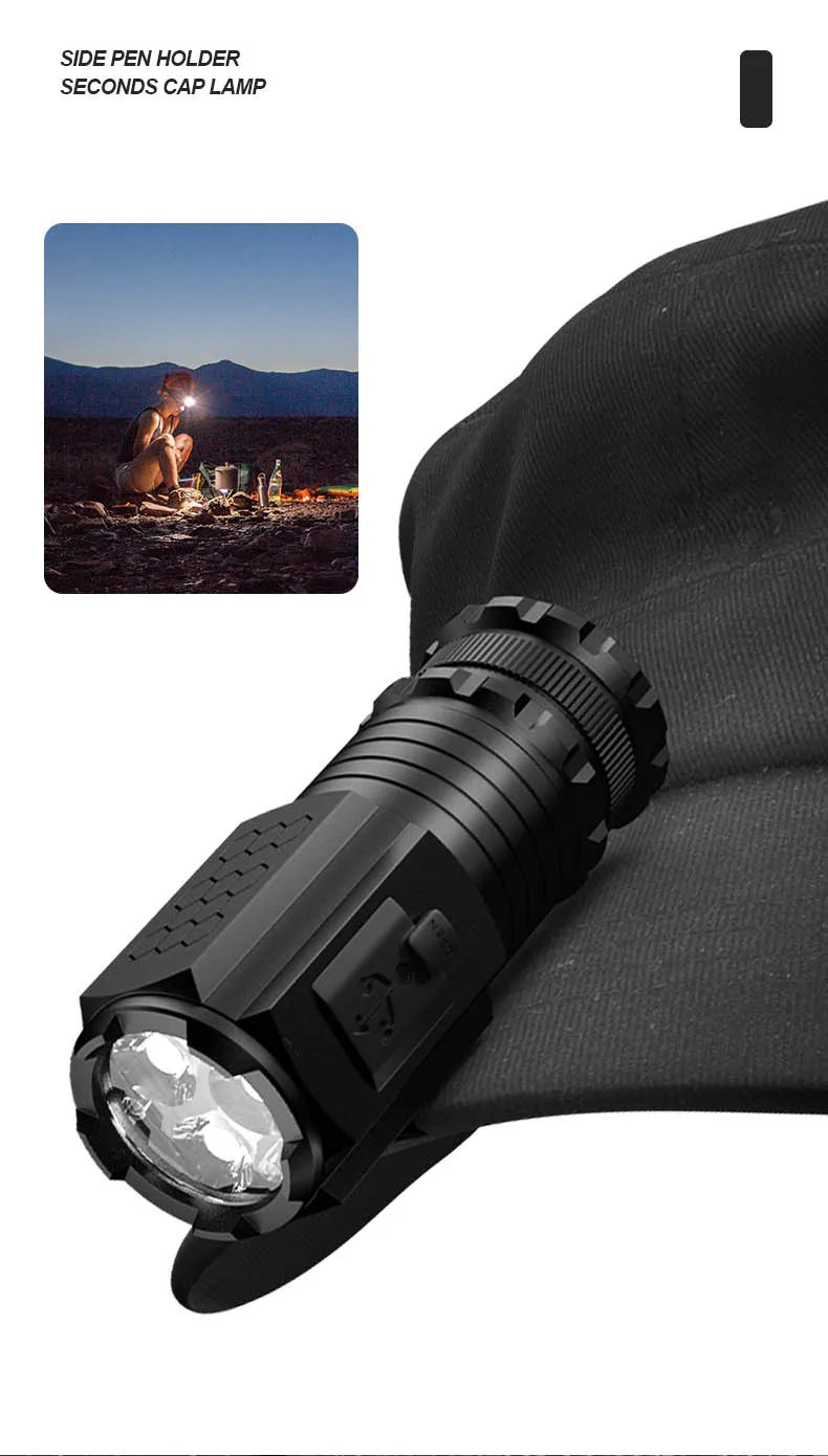 Mini Linterna LED de Aluminio EDC para Senderismo
