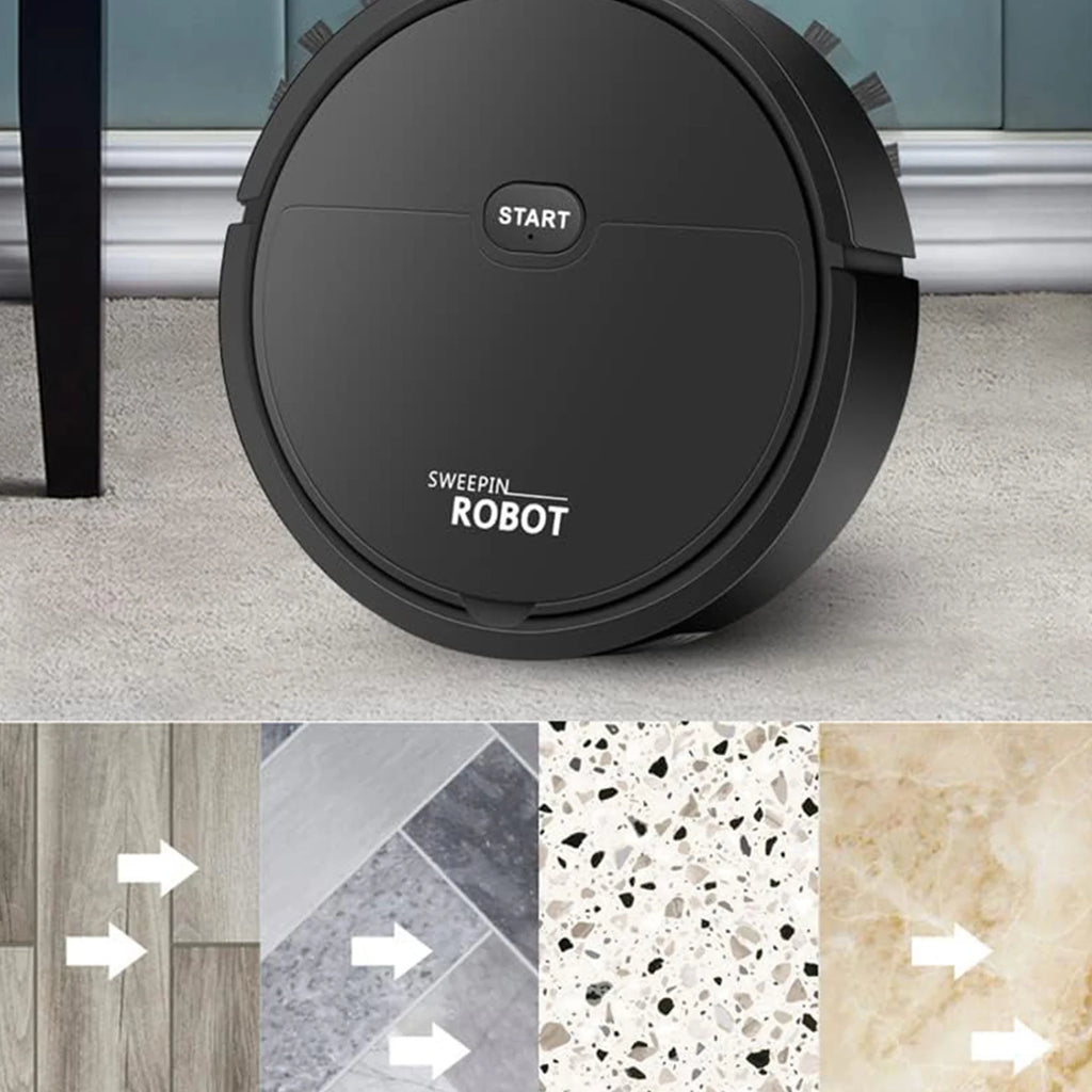 Robot Aspirador 3 en 1, Ultrafino, Recargable, Bajo Ruido para Suelo de Madera y Baldosas