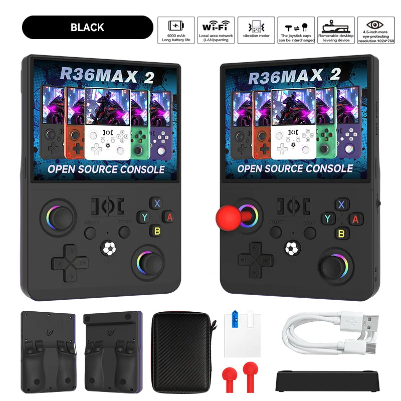 Consola de Juegos Retro R36MAX2, Pantalla HD 4.5 Pulgadas 1024x768, 128GB