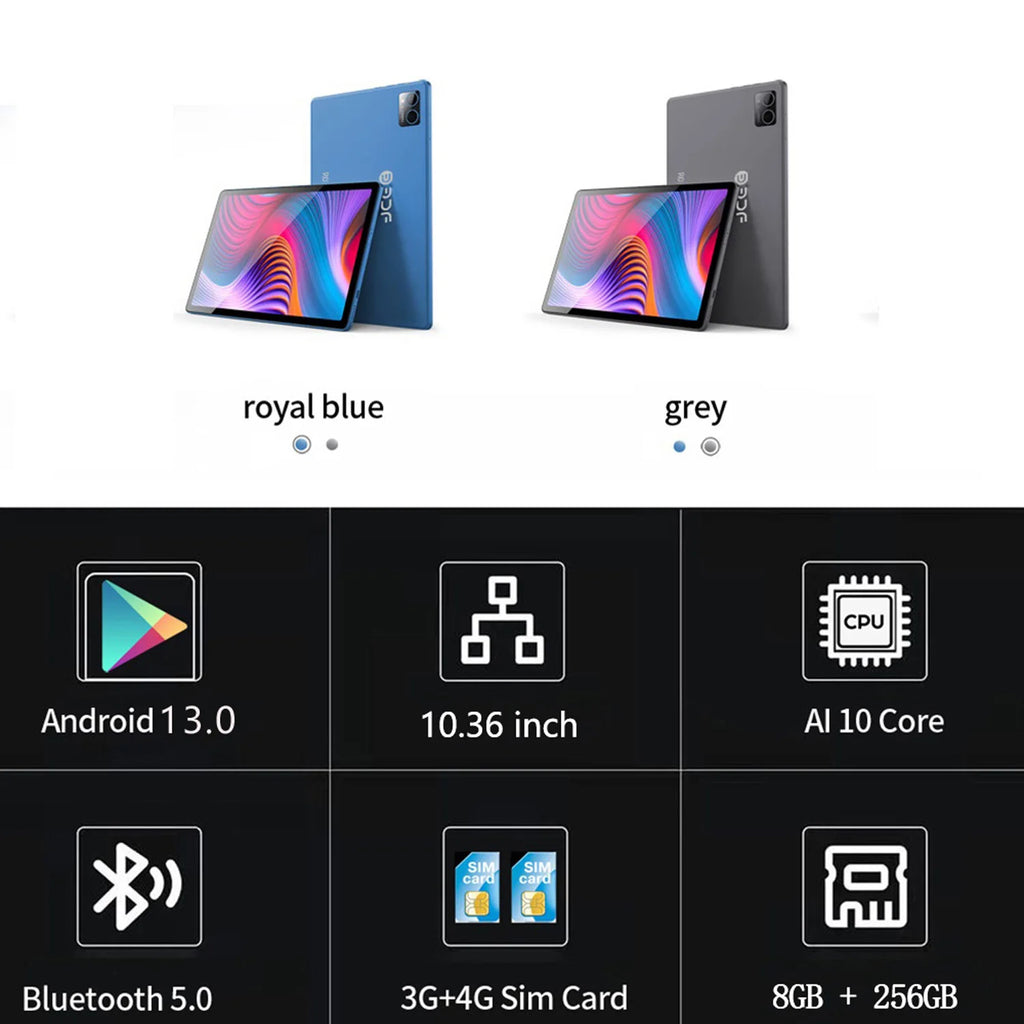 Nuevas Tabletas de 10.36 Pulgadas, 10 Núcleos, 8GB de RAM, 256GB de ROM, Tableta Android con Pantalla HD de 2000x1200, 5G, WiFi Dual, Doble SIM, Google Play, 8000mAh
