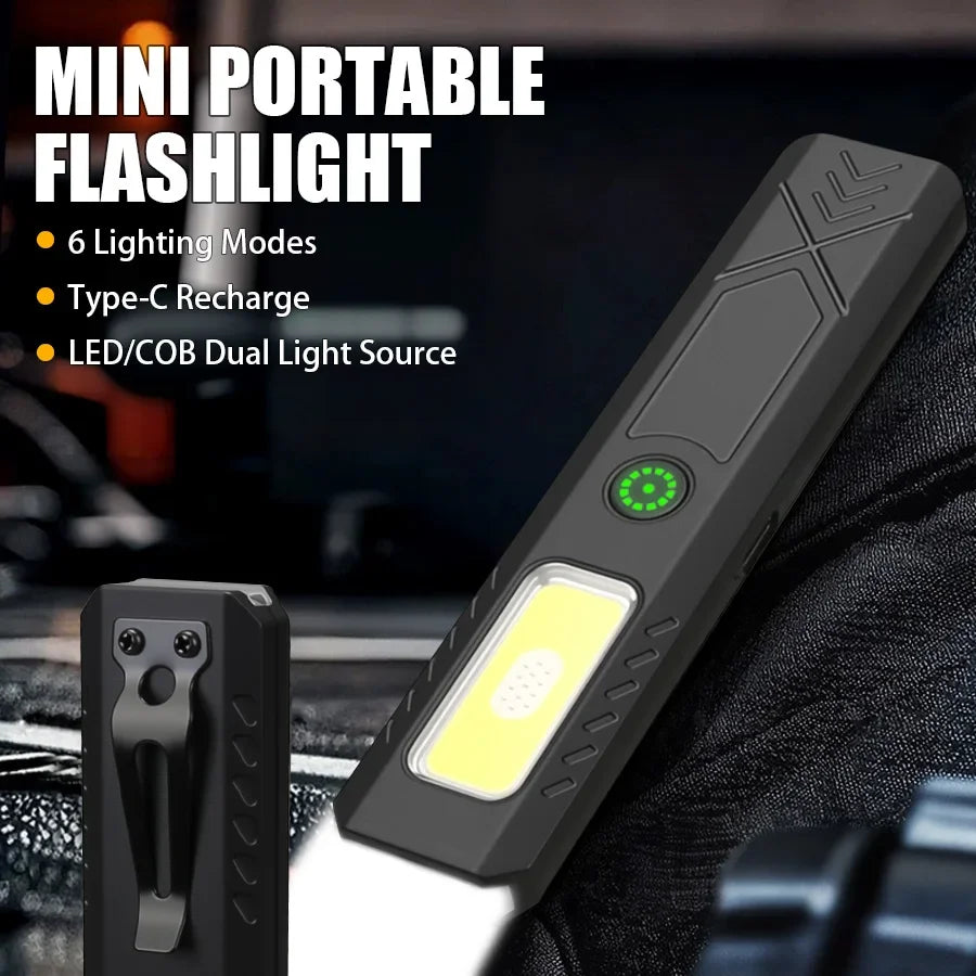 Llavero Linterna LED Mini Recargable Tipo C 550LM Portátil de Bolsillo