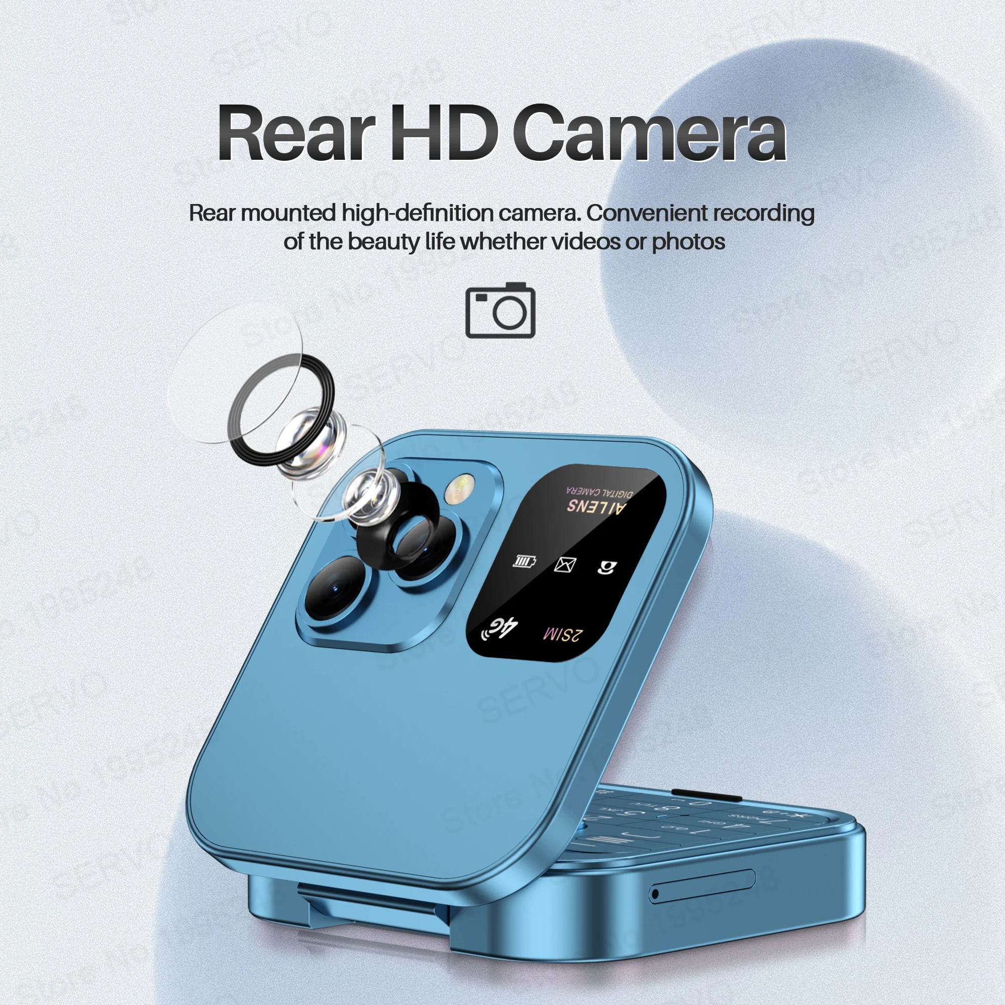 SERVO i16 PRO 4G LTE Mini teléfono móvil con tapa Dual SIM llamada en espera grabación velocidad Dial Radio FM pantalla de 1,77 "teléfonos móviles plegables