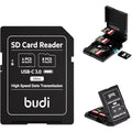 Estuche de Almacenamiento para Tarjetas de Memoria BUDI SD TF con Lector de 12 Ranuras, USB Tipo-C, Transmisión de Datos de Alta Velocidad para Fotografía Digital