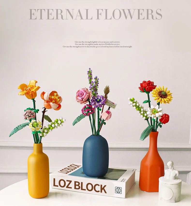 LOZ-1661 serie de plantas, bloque de construcción de simulación, maceta, cerezo suculento, modelo para el hogar, decoración, juguete de bloques de construcción para niña