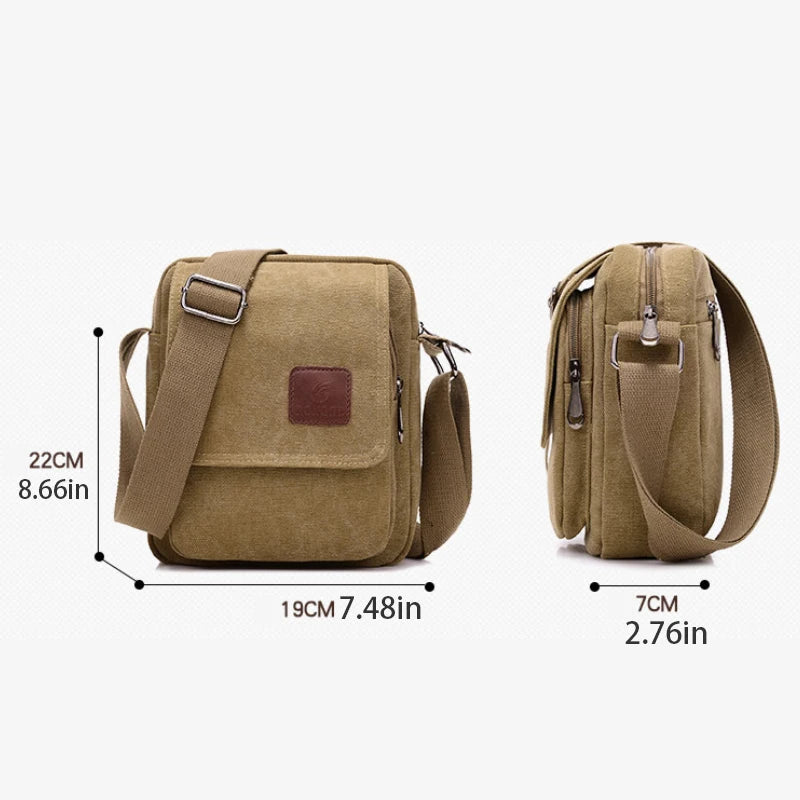 Bolso Cruzado de Lona Retro para Hombre - Casual para el Día a Día