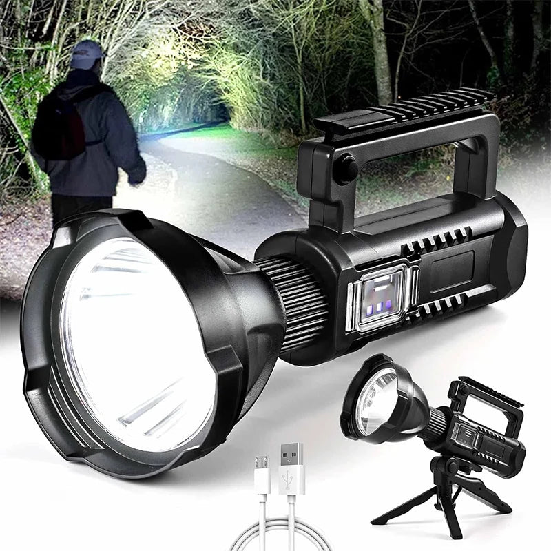 Linternas LED Súper Brillantes Recargables, Linterna de Largo Alcance, Adecuada para Emergencias al Aire Libre, Camping, Pesca, Caza