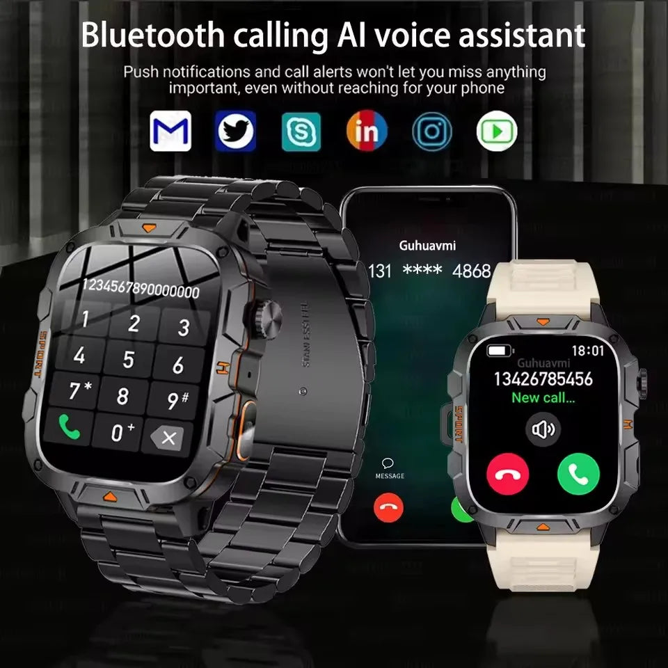 Reloj Inteligente de Grado Militar 2025, Pantalla AMOLED de 1.96 Pulgadas, Resistente al Agua 5ATM, Reloj Inteligente Deportivo con Llamadas Bluetooth