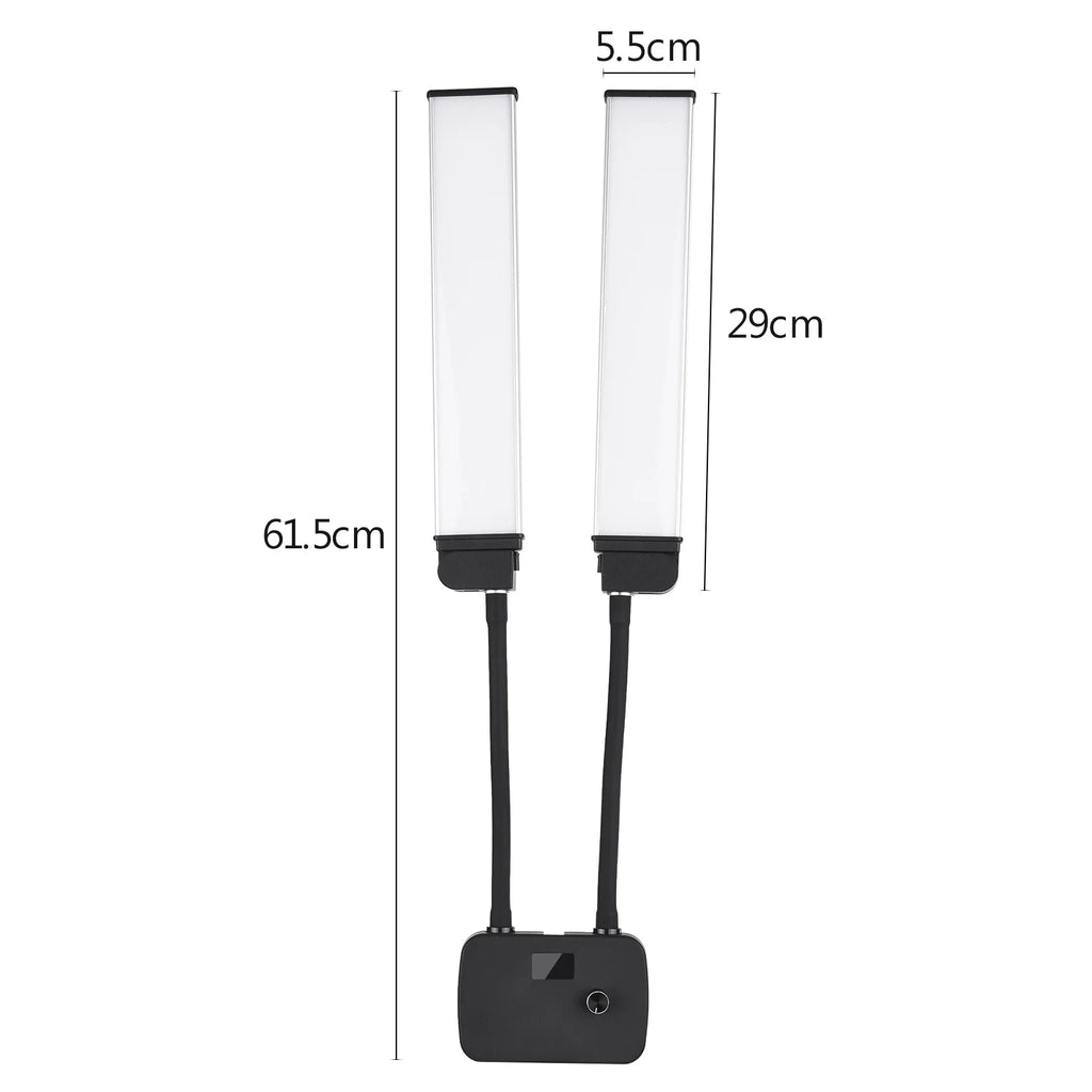 3 Modos de Iluminación con Soporte para Teléfono, Brazos Dobles Flexibles, Luz de Relleno LED Bicolor, Luz de Video LED Regulable para Transmisión en Vivo