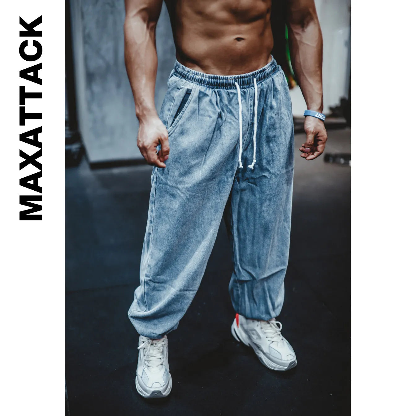 Pantalones Vaqueros Jogger Holgados para Hombre, Negro y Azul, Talla Grande