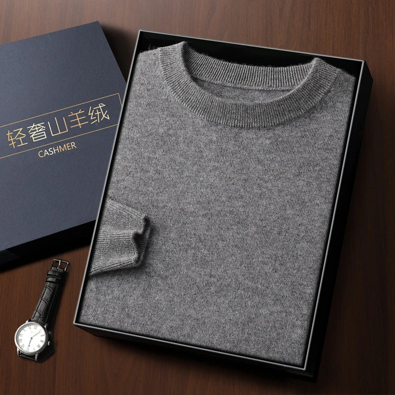 Suéter de Lana Merino 100% para Hombre - Cuello Redondo, Manga Larga