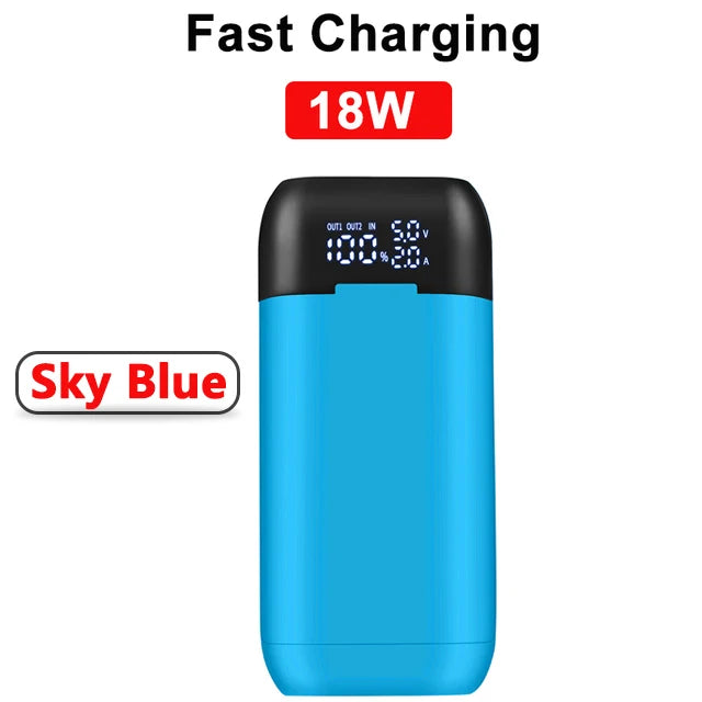 Caja Cargadora Power Bank 18650/21700, Carga Rápida QC3.0 18W