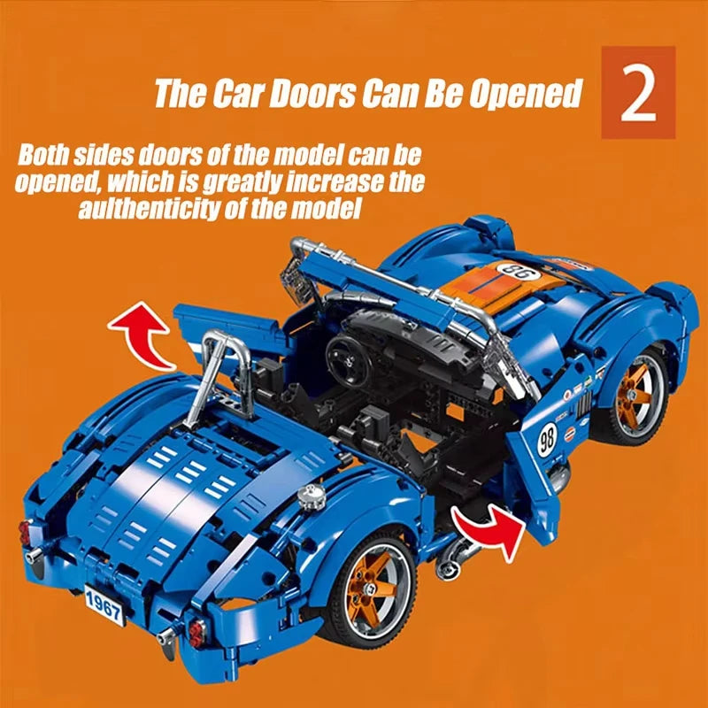 1816 Piezas de Bloques de Construcción Técnicos del Coche de Carreras Shelby 260 Cobra CSX2000, Ladrillos de Coche Bajo el Suelo, Juguetes para Niños, Regalos para Niños