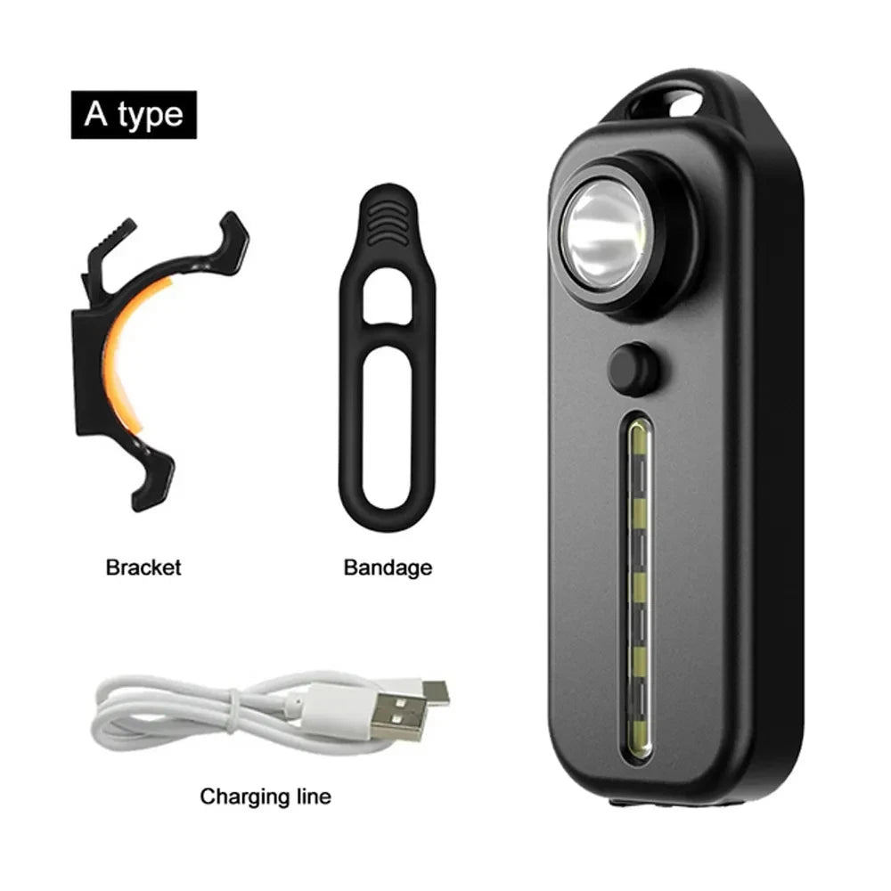 Mini Linterna LED USB Recargable para Bicicleta con Luz Trasera y Llavero