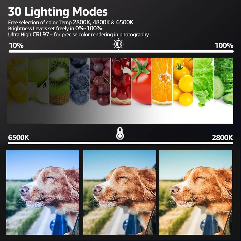XRDKJ Paquete de 2 luces LED para videojuegos, luz de estudio, kit de iluminación de fotografía regulable 2800-6500K con trípode extensible de 57 pulgadas