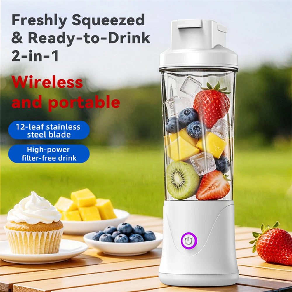 Mini Licuadora Portátil 450ml con 12 Cuchillas Recargable