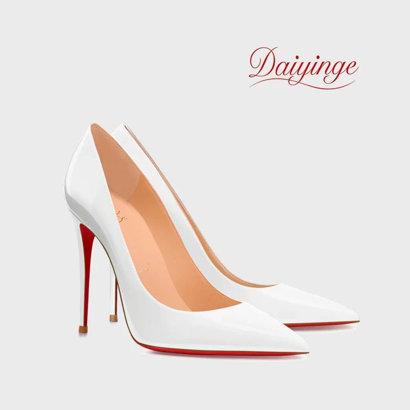 Stilettos de Mujer Charol Suela Roja Punta Fina Tacón Alto