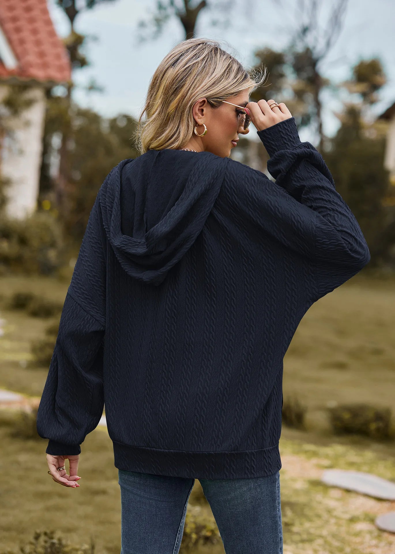 Sudadera con cremallera para mujer, abrigo informal de manga larga, ropa de calle de Color liso, holgado, Harajuku, otoño e invierno, 2024