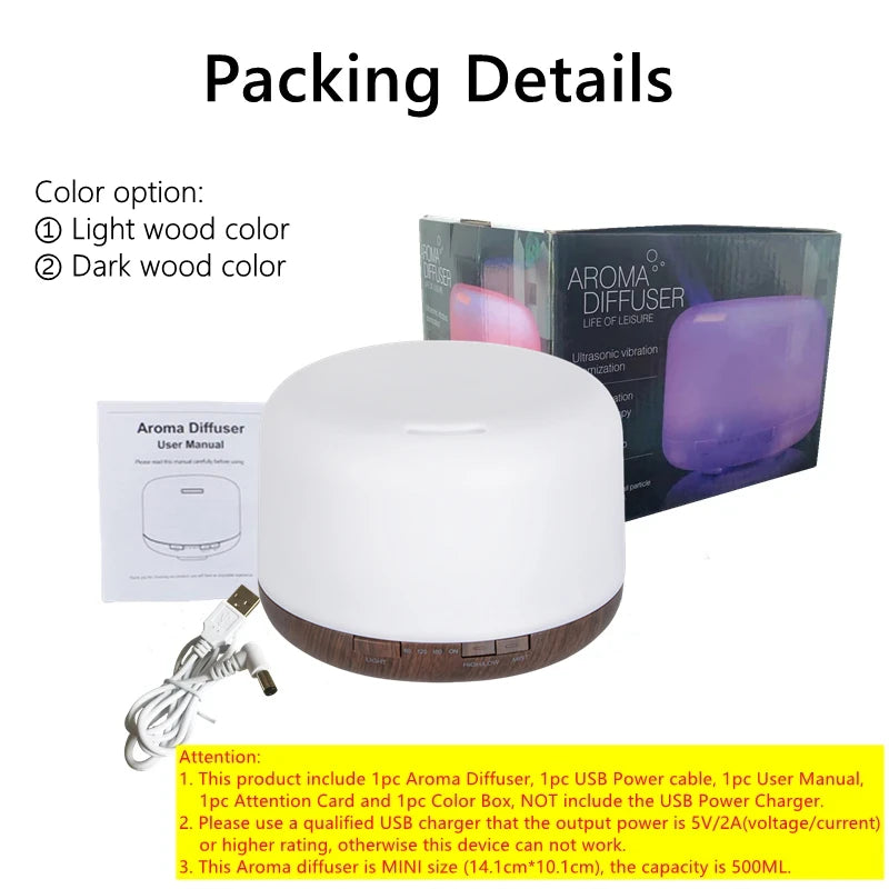 Difusor de Aroma de Madera con Luces Nocturnas