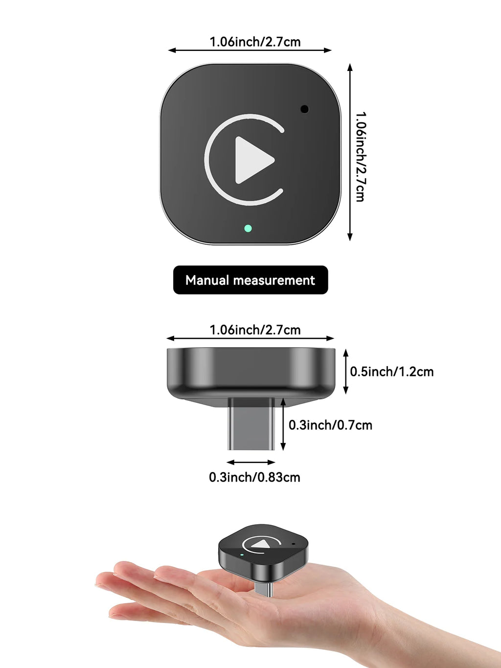 (Tipo C) Dongle carplay 2 en 1, carplay inalámbrico Apapter USB C/Android Auto USB C para converte con cable a Plug & Play inalámbrico