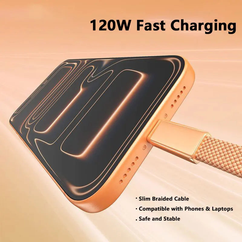 Cable USB-C a USB-C 120W Carga Rápida Trenzado de Nailon