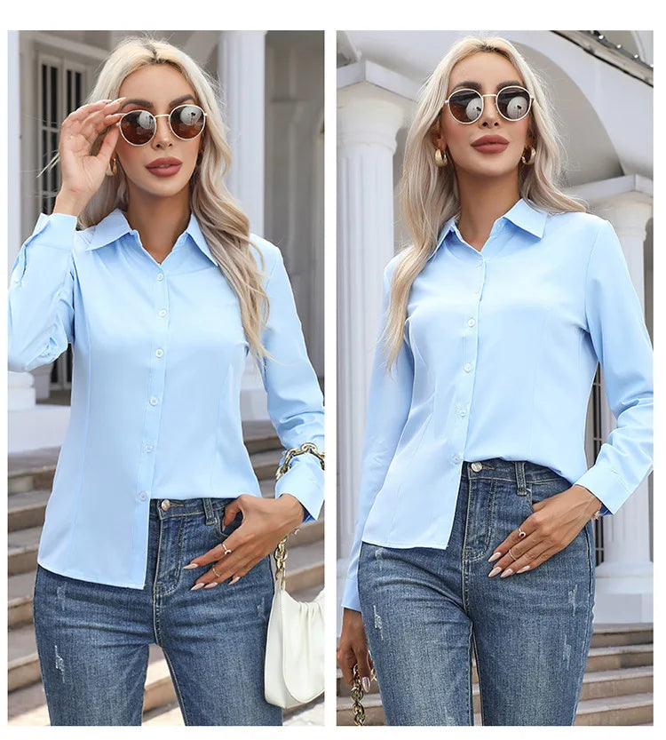 Blusa Elegante de Gasa con Botones para Mujer