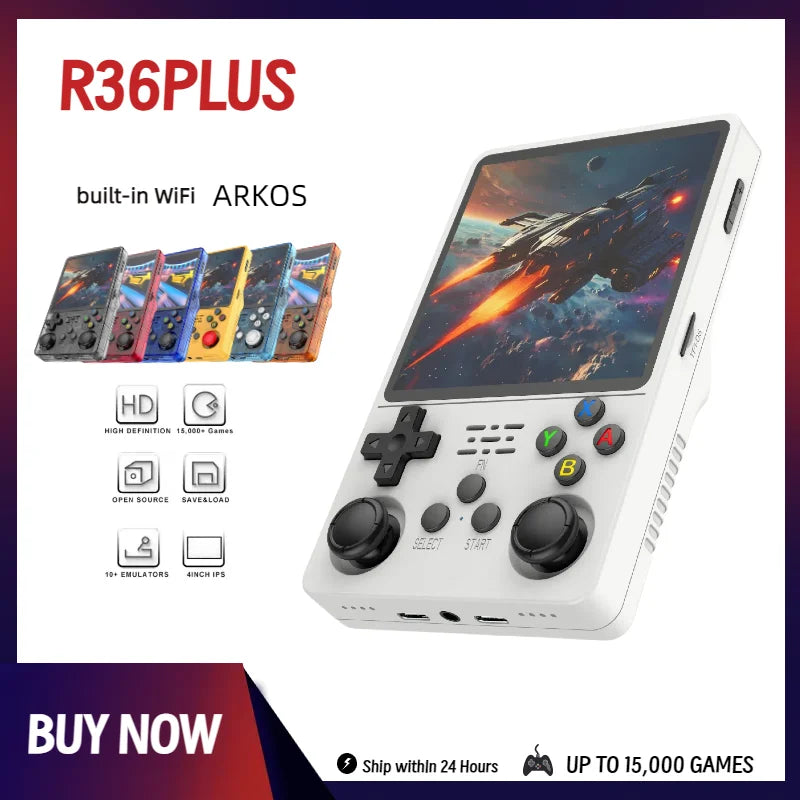 Consola de Juegos Retro R36S Plus, Pantalla IPS 4.0 Pulgadas, 64G o 128G
