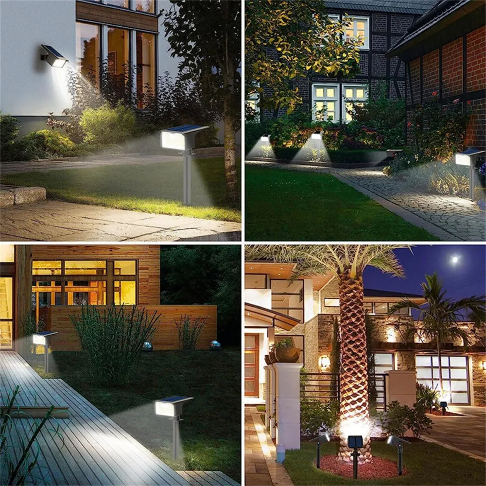 Foco Solar Exterior 76 LED 3 Modos Impermeable para Jardín y Entrada