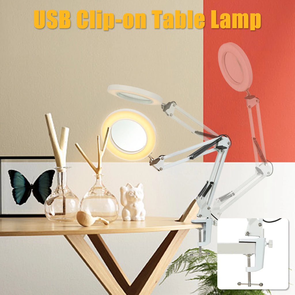 Lupa Iluminada de 72 LED 8X/10X NUEVA con USB, 3 Colores de Luz LED, para Soldadura, Reparación, Lámpara de Mesa, Cuidado de la Piel y Belleza