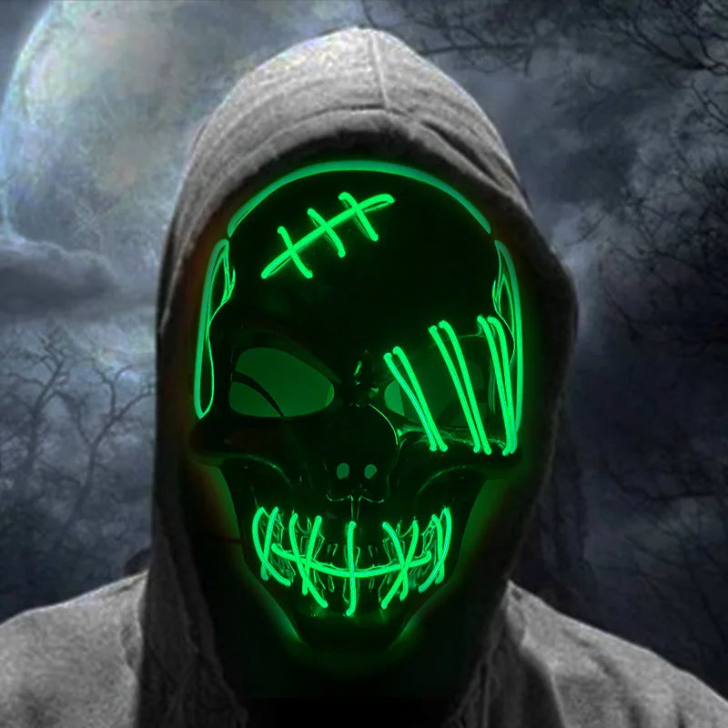 Máscara de calavera malvada, mascarada de Carnaval de Halloween, Casa Encantada, decoración aterradora, esqueleto de Cosplay, Fiesta Temática aterradora, máscara iluminada