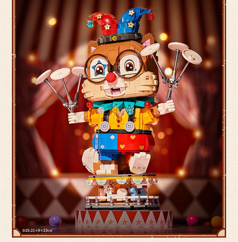 LOZ-1947 juguete de moda nacional payaso ardilla modelo de mesa decoración para adultos y niños modelo de bloques de construcción juguete regalo de Año Nuevo