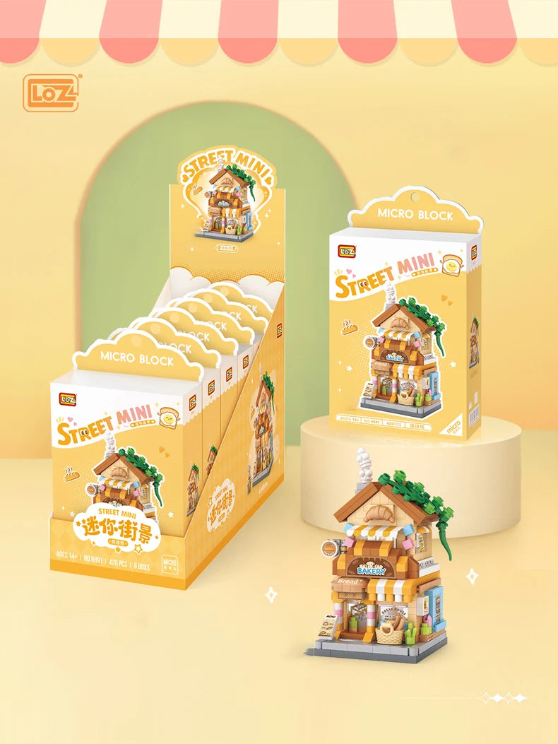 LOZ Food Street Bakery, Tienda de Té con Leche, Modelo Arquitectónico para Armar, Bloques de Construcción de Juguete, Escena de Calle, Regalos de Cumpleaños para Niños