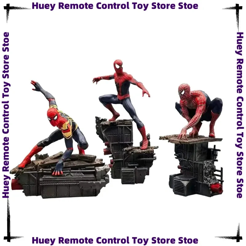 Juego de 3 figuras de acción de Spider-Man, estatuas de modelos coleccionables de Marvel para decoración de escritorio, regalo para fanáticos y coleccionistas