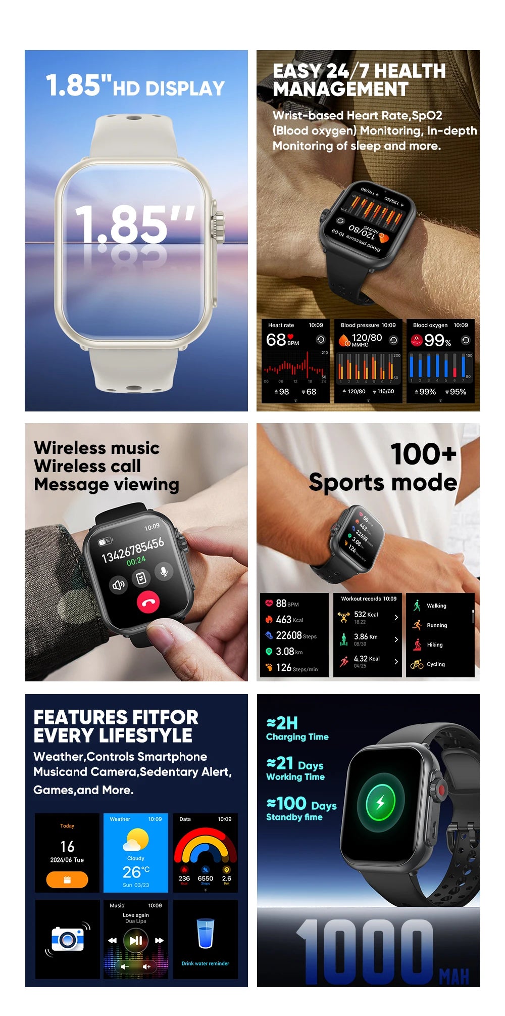 Para reloj IOS Ultra 2 SE hombres mujeres pulsera inteligente 1000mAh batería GPS AMOLED pantalla Bluetooth llamada deporte reloj inteligente impermeable