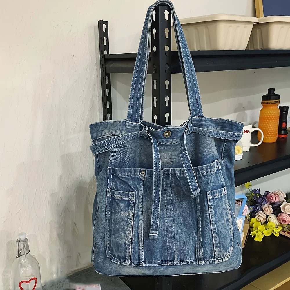 Bolso informal de gran capacidad, bolso de mano vaquero, todo a la moda, bolso de hombro de alto nivel de apariencia, bolso para ir al trabajo