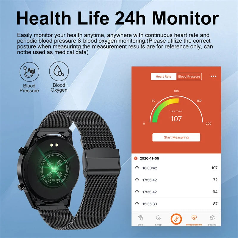 Smartwatch LIGE de lujo para hombre con llamadas Bluetooth y monitor de salud