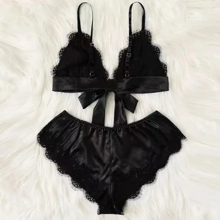 Conjunto de Pijama Sexy para Mujer 4 Piezas con Encaje