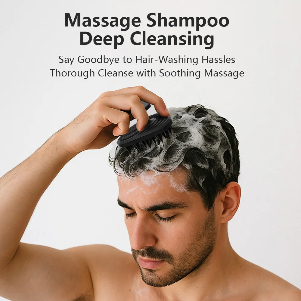 Cepillo de Silicona para Exfoliar y Limpiar la Cabeza, Diseño Ergonómico para un Masaje Suave del Cuero Cabelludo, Herramientas de Baño