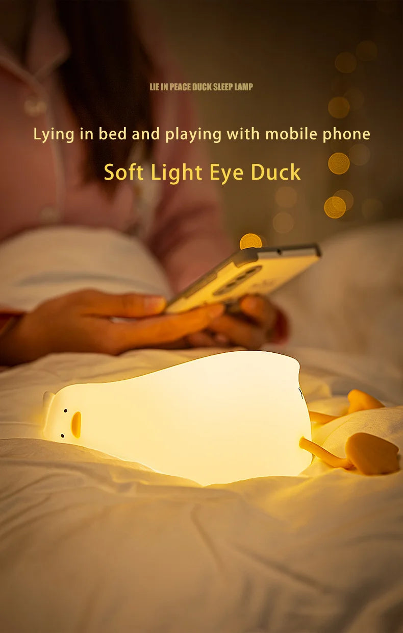 Lámpara LED Nocturna de Silicona con Forma de Pato