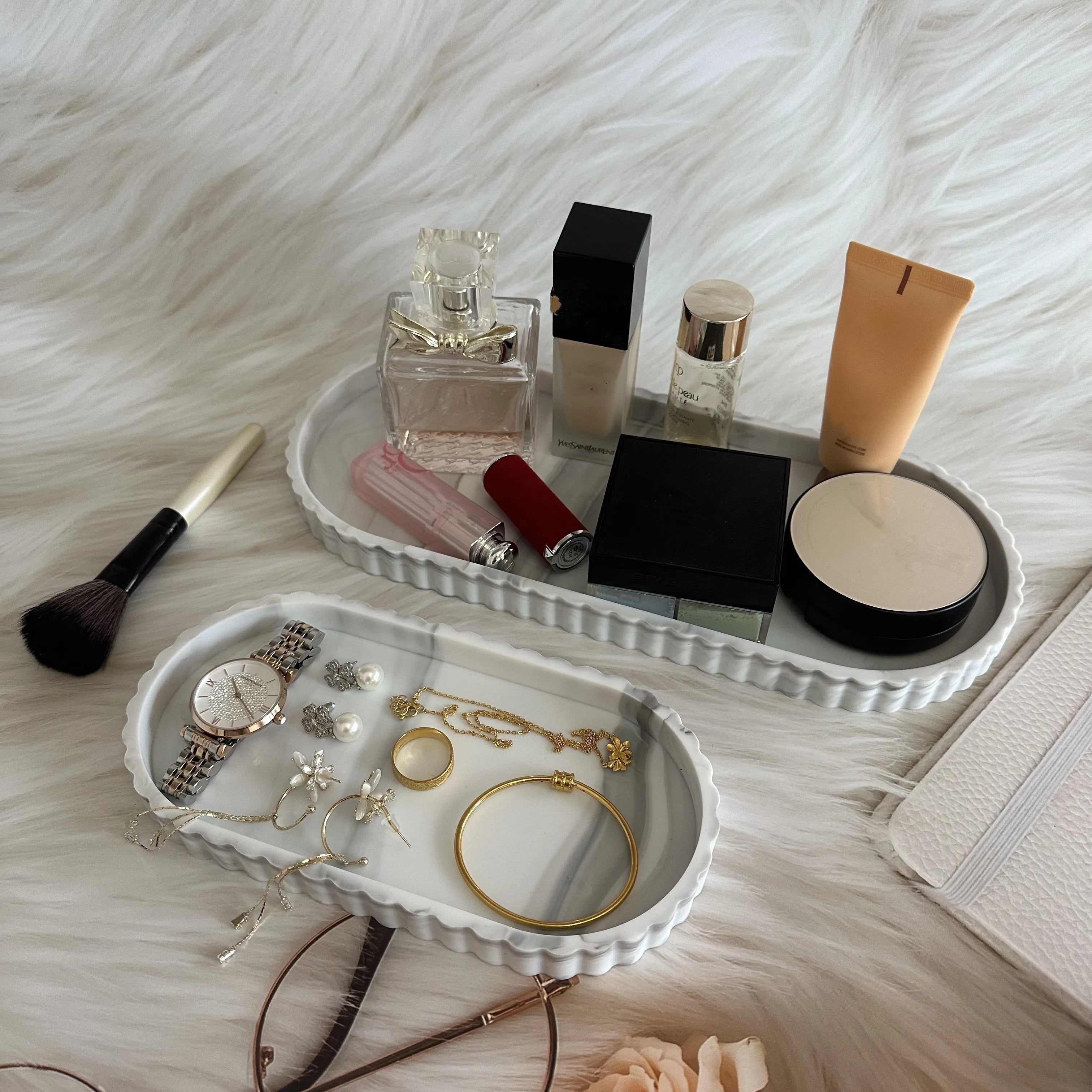 Bandeja de almacenamiento para tocador de baño, encimera de jabón, velas perfumadas, bandeja para plantas pequeñas, tocador para organización del fregadero de cocina