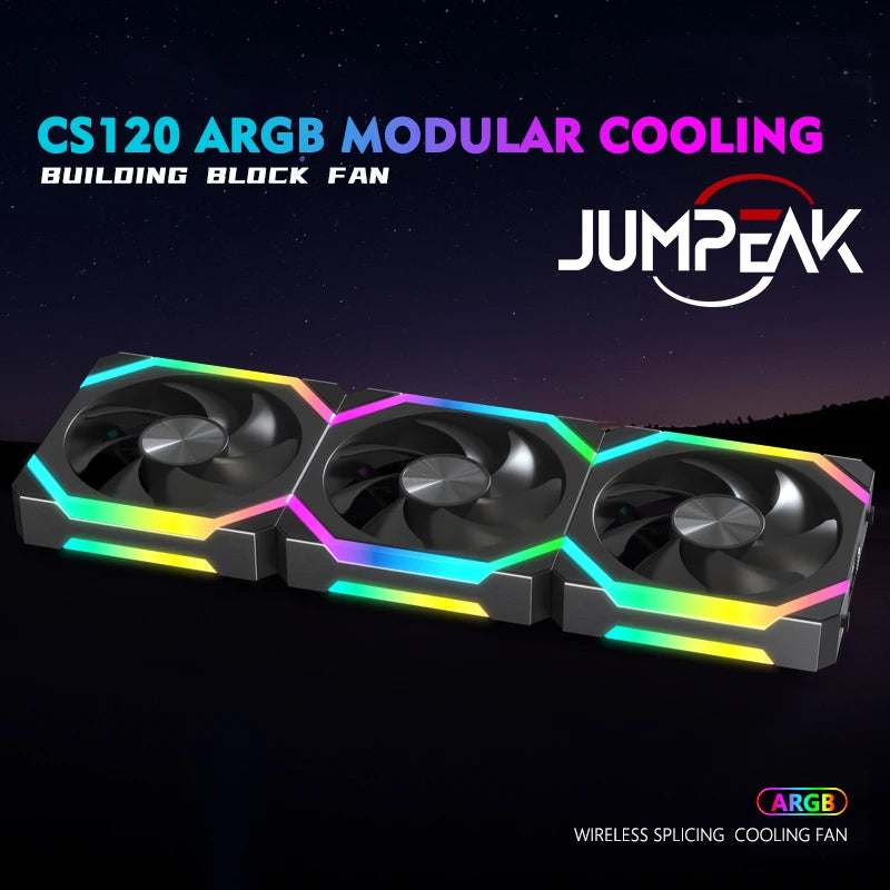 JUMPEAK CS120 ARGB ventilador de refrigeración 360mm 240mm Modular apilable empalme PWM silencioso 120mm RGB ventiladores para juegos PC caja enfriador de agua