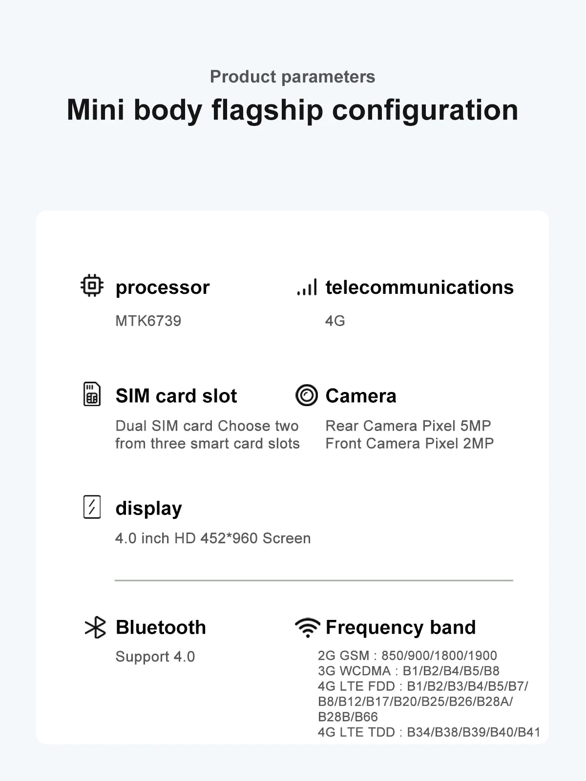 SERVO S27 MINI Android Palm Smartphone 3G WCDMA RAM 2GB ROM 16GB Google Play Desbloqueo facial Dual SIM Pantalla de 4,0 "Mini teléfonos inteligentes