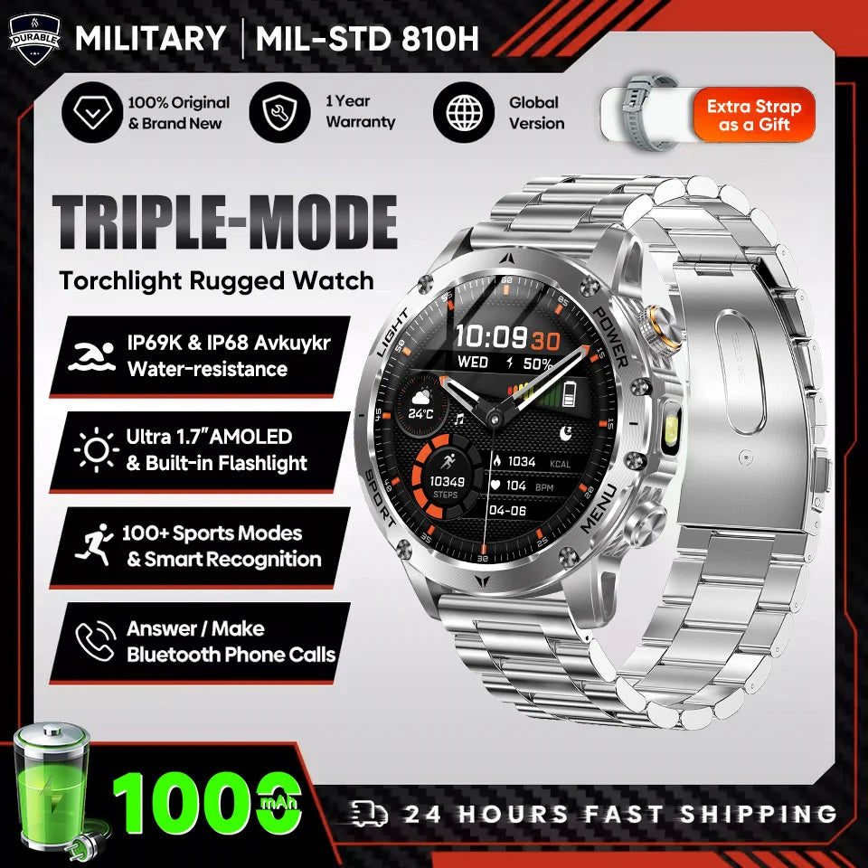 T-REX3 Reloj Inteligente Militar 10ATM Linterna