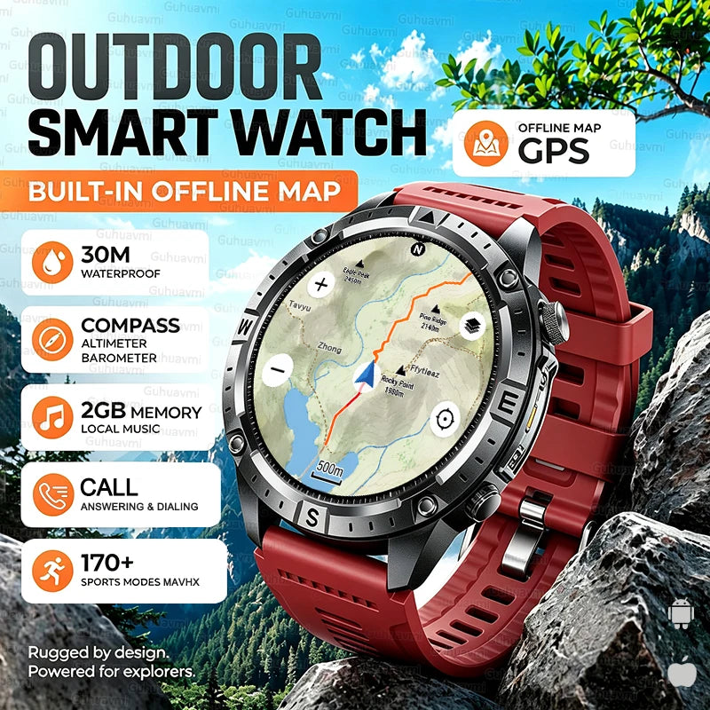 Reloj Inteligente con GPS, Mapa Offline, Linterna y 170 Deportes
