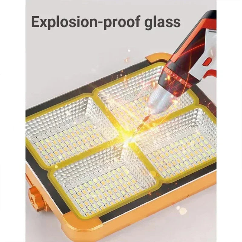Lámpara de Trabajo Recargable, Reflector LED Solar Portátil con Puerto USB/Magnético/5 Modos de Iluminación, Lámpara de Emergencia para Sitio de Trabajo
