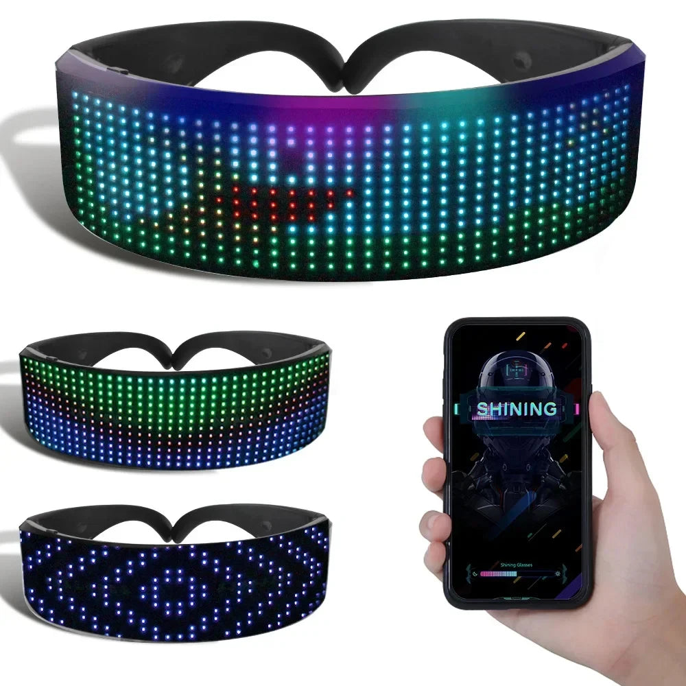 Gafas LED con Control por Aplicación, Lentes Futuristas Luminosas para Fiestas, Bares, Festivales y Espectáculos