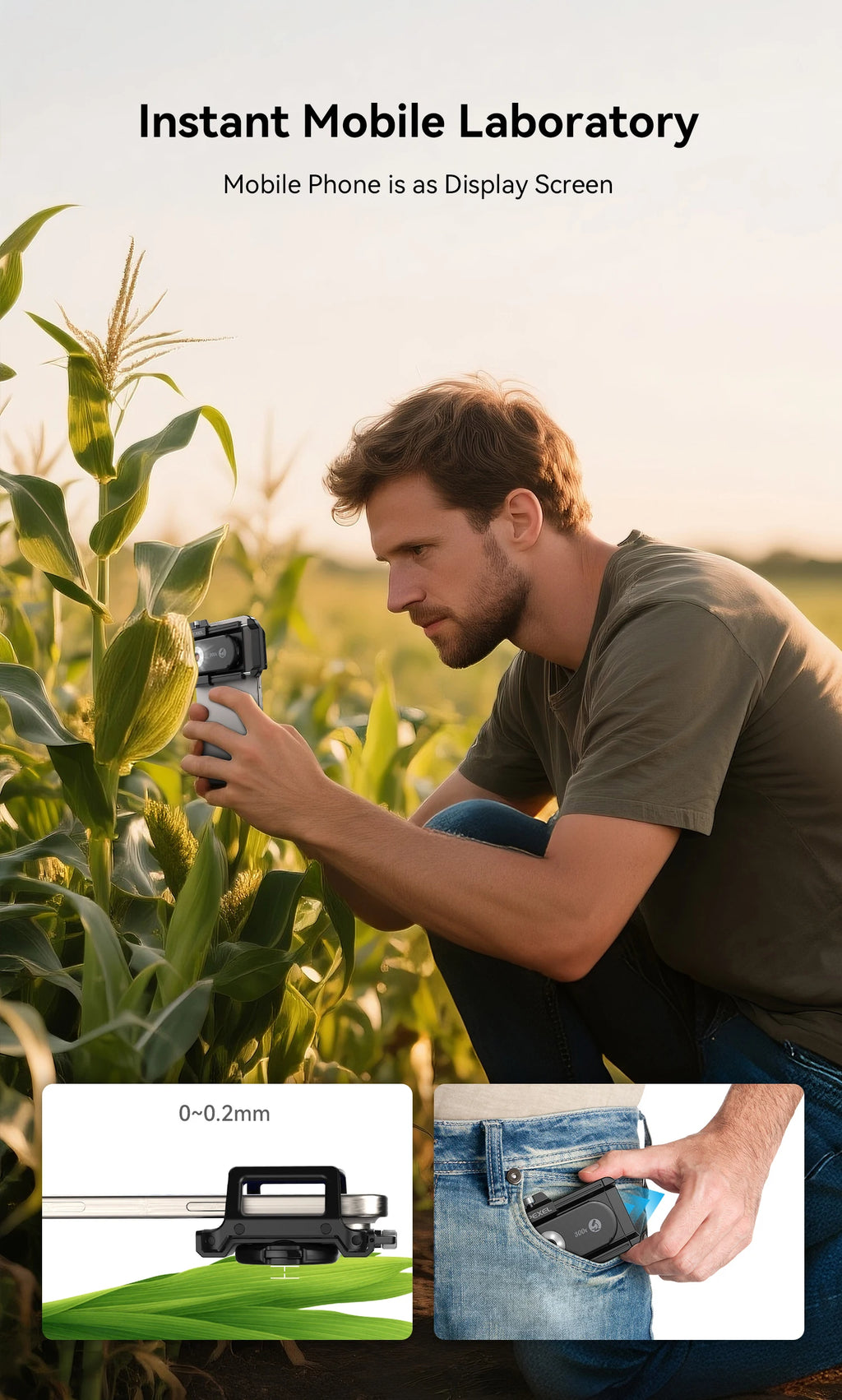Lente Microscopio 300X APEXEL con Luz LED para Smartphones
