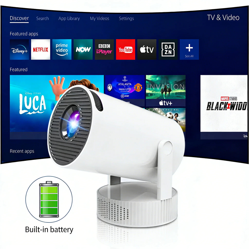 Proyector Salange 8K HY300 Pro Max con batería incorporada 1280*720P Android 14 8000 lúmenes Wifi6 BT5.4 wifi Proyector portátil para exteriores